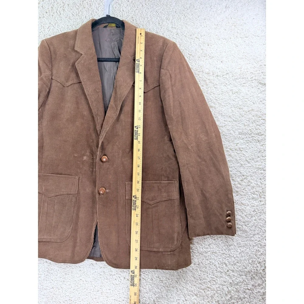 Garrison Park Corduroy Blazer Mens 40R Brown Good Vintage Western Sport Coat